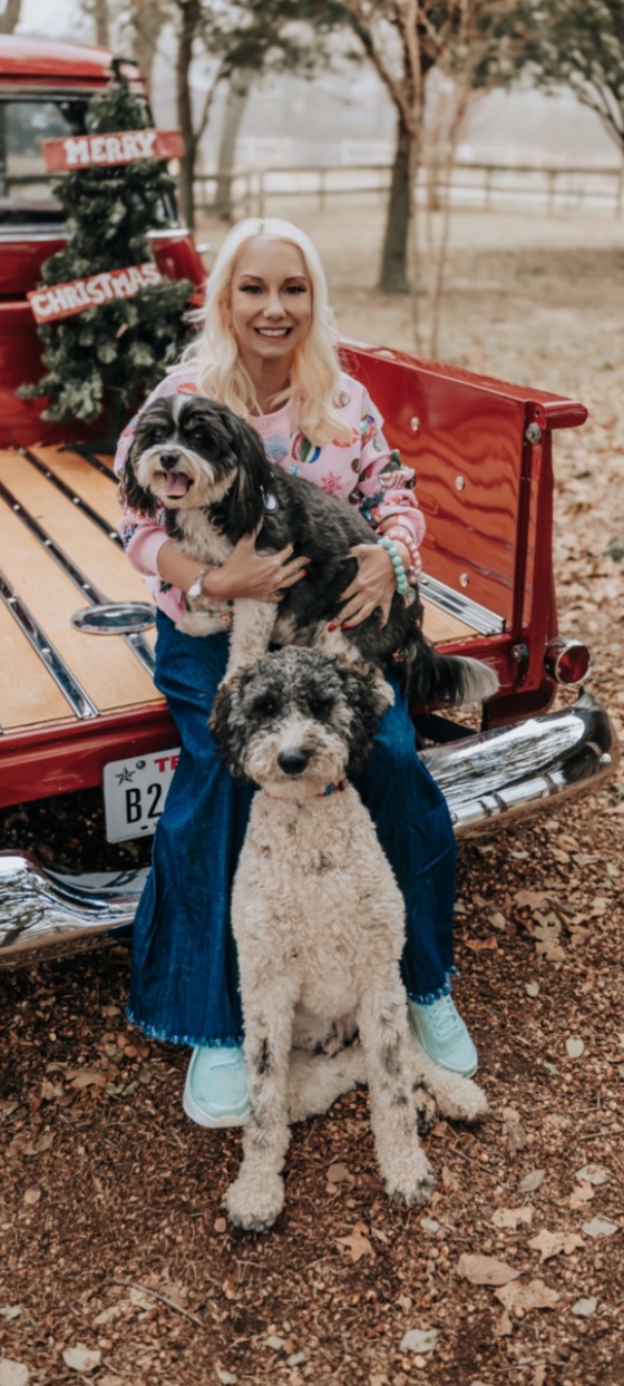 Stephanie with her dogs, Chloe and Marley